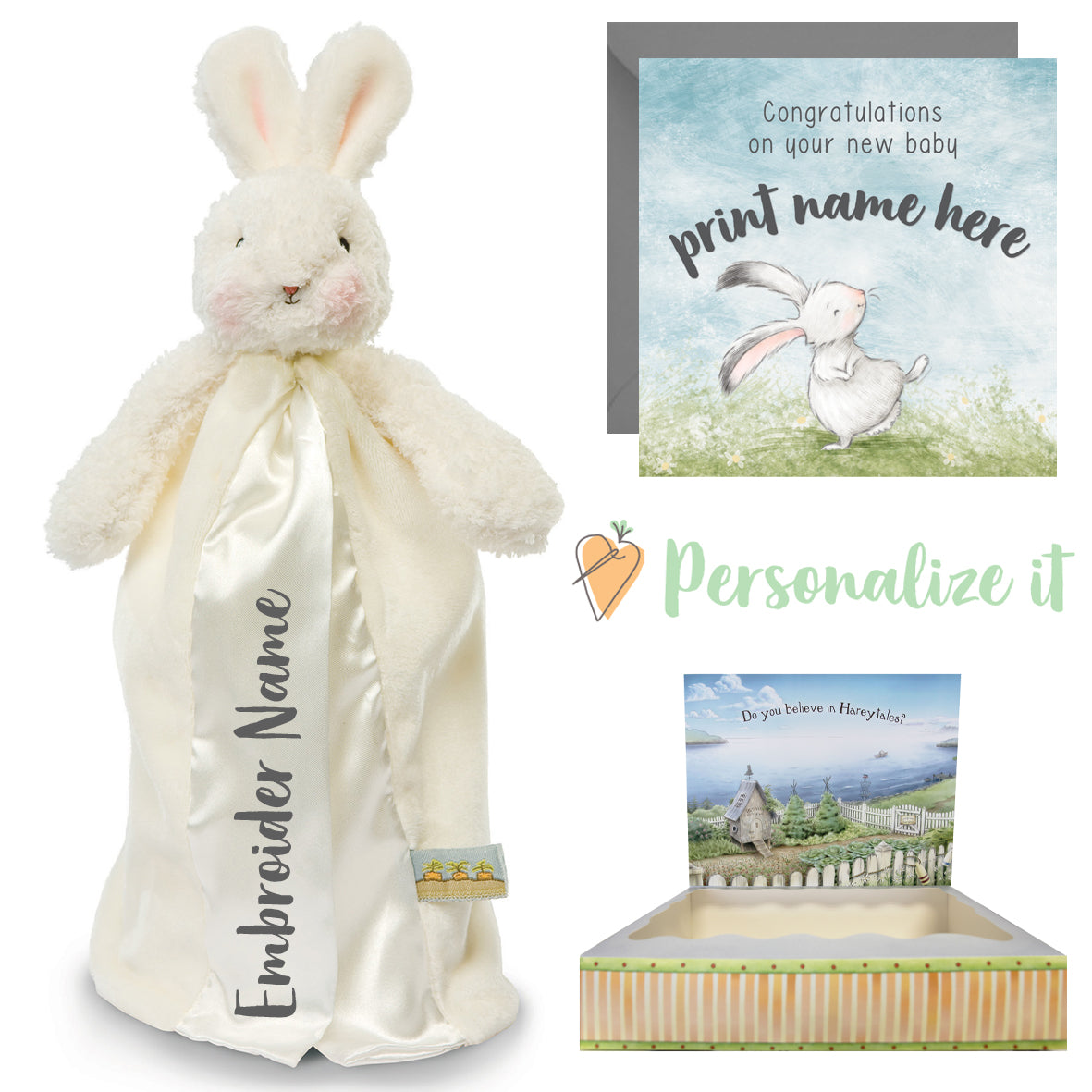 Nite Nite Bun Bun White Personalised — Bunnies by the Bay UK